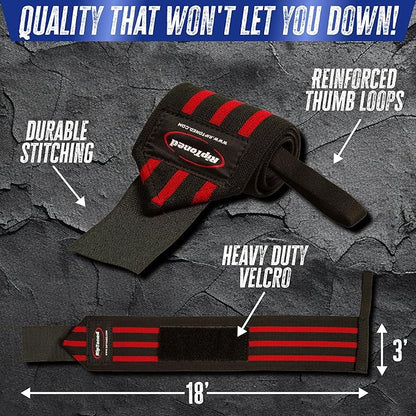 Rip Toned 18” Wrist Wraps - Wrist Straps for Weightlifting - Lift Better, Protect Wrist Pain - Adjustable, Durable, Machine Washable - Wrist Wraps for Weightlifting - USPA Endorsed for Men & Women