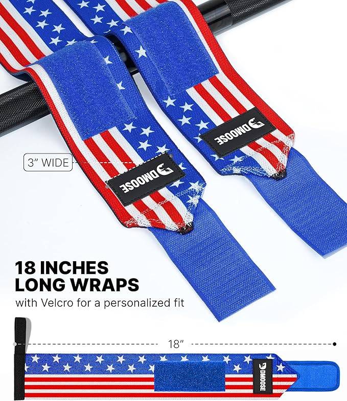 DMoose Fitness Wrist Wraps for Weightlifting - IPL Approved Premium Lifting Straps with Thumb Loops for Powerlifting, Bodybuilding & Weight Lifting, Compression Gym Wrist Support for Working Out