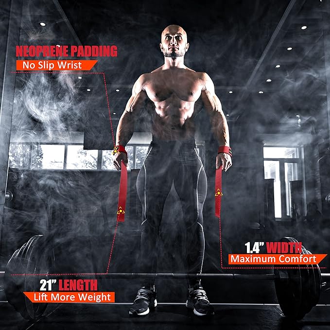ihuan Wrist Straps for Weight Lifting - Lifting Straps for Weightlifting | Gym Wrist Wraps with Extra Hand Grips Support for Strength Training | Bodybuilding | Deadlifting