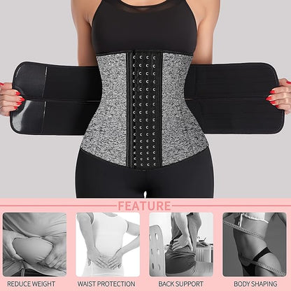 KIWI RATA Neoprene Sauna Waist Trainer Corset Sweat Belt for Women Compression Cincher Band Workout Fitness Back Support