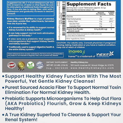 Bio Fiber, Kidney Cleanse Detox & Repair - Restorative Kidney Support & Kidney Supplement to Remove Waste, Kidney Health Supplement - Add to Tea for Kidney Health - 2.5 LBS