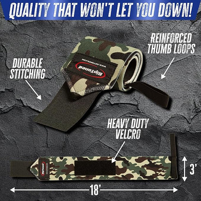 Rip Toned 18” Wrist Wraps - Wrist Straps for Weightlifting - Lift Better, Protect Wrist Pain - Adjustable, Durable, Machine Washable - Wrist Wraps for Weightlifting - USPA Endorsed for Men & Women