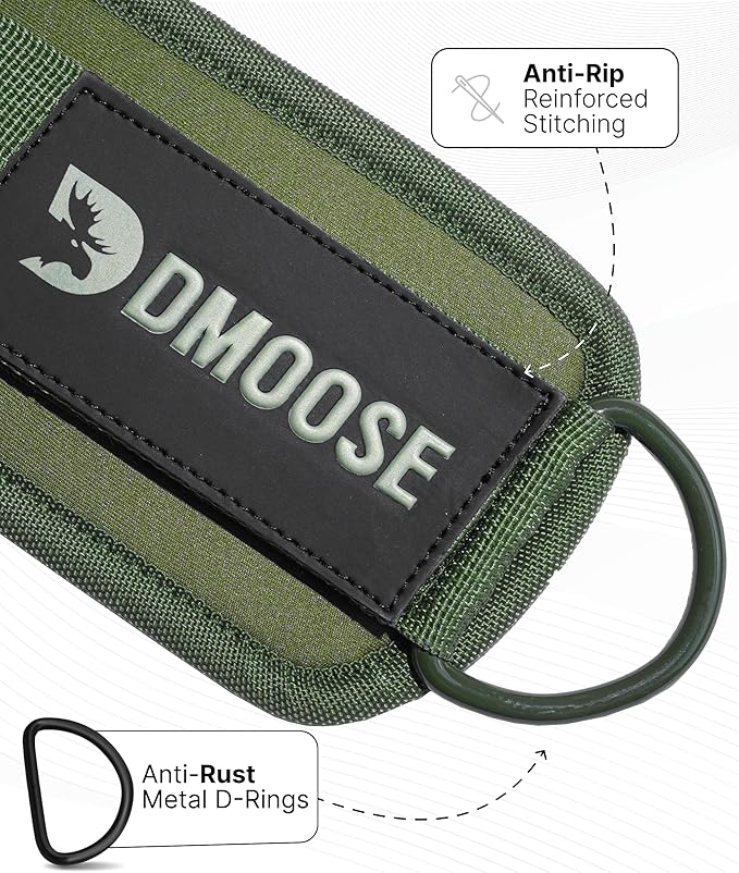 DMoose Fitness Ankle Straps for Cable Machines - One Size Fit with Premium Padding, Glute Kickback Ankle Strap for Women & Men, Cable Attachments for Gym, Booty Workouts, Leg Extension & Hip Abductors