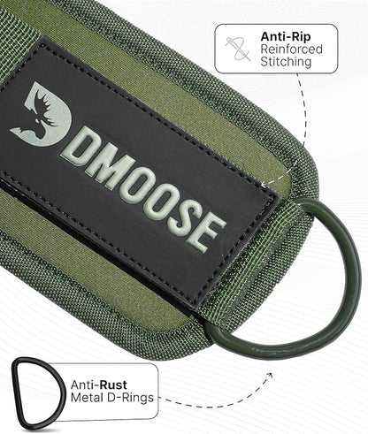 DMoose Fitness Ankle Straps for Cable Machines - One Size Fit with Premium Padding, Glute Kickback Ankle Strap for Women & Men, Cable Attachments for Gym, Booty Workouts, Leg Extension & Hip Abductors