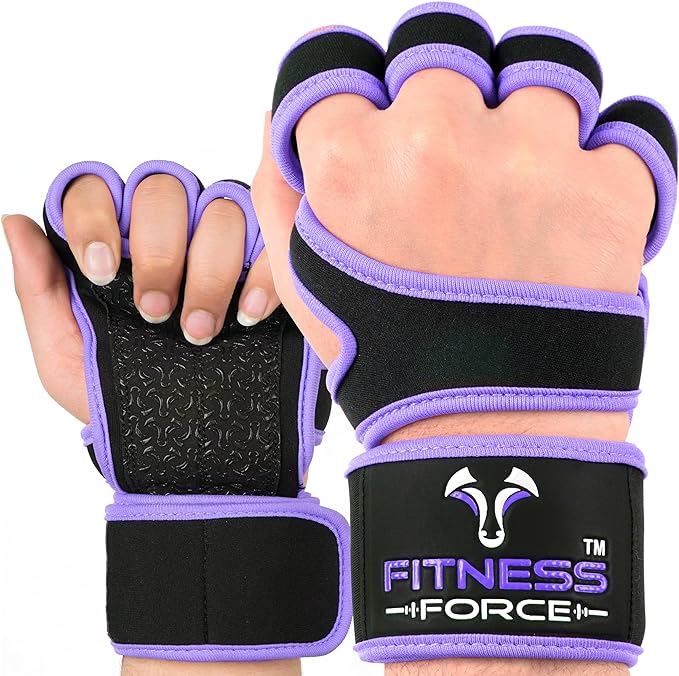 FITNESS FORCE Ventilated Gym Gloves for Men with Built-in Wrist Support for Workouts Weightlifting Gloves Workout Gloves for Women Exercise Fitness Gloves Perfect for Powerlifting, Cross Training