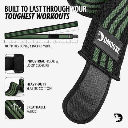 USPA Approved 78” Knee Wraps for Weightlifting Men & Women (Pair) - Premium Cotton Straps for Joint Stability & Pain Relief - Adjustable Fit Gym Knee Wrap Support for Powerlifting, Leg Press & Squats