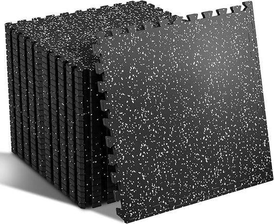 SUPERJARE 0.56 Inch Thick Exercise Equipment Mats 24 Tiles 24 in 24 in