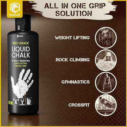 EAGLES Pro Grade Liquid Chalk 50, 120 or 280ml Mess-Free Chalk for Weightlifting, Gymnastics Rock Climbing, Dancing, Pole Grip, Sports & Workout Chalk - Sweat-Resistant and Long Lasting