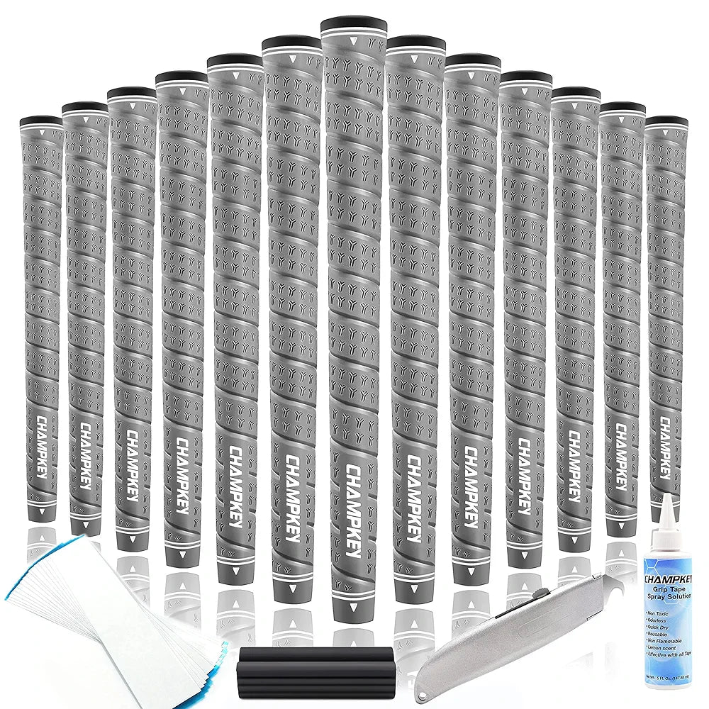 CHAMPKEY WRAP-Y Rubber Golf Grips 13 Pack Come with All Repair Kits - High Feedback and Traction Golf Club Grips