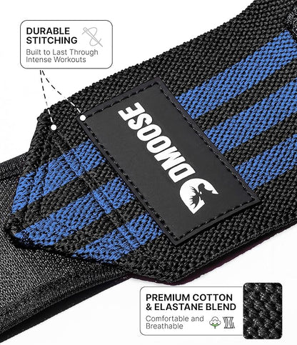 DMoose Fitness Wrist Wraps for Weightlifting - IPL Approved Premium Lifting Straps with Thumb Loops for Powerlifting, Bodybuilding & Weight Lifting, Compression Gym Wrist Support for Working Out