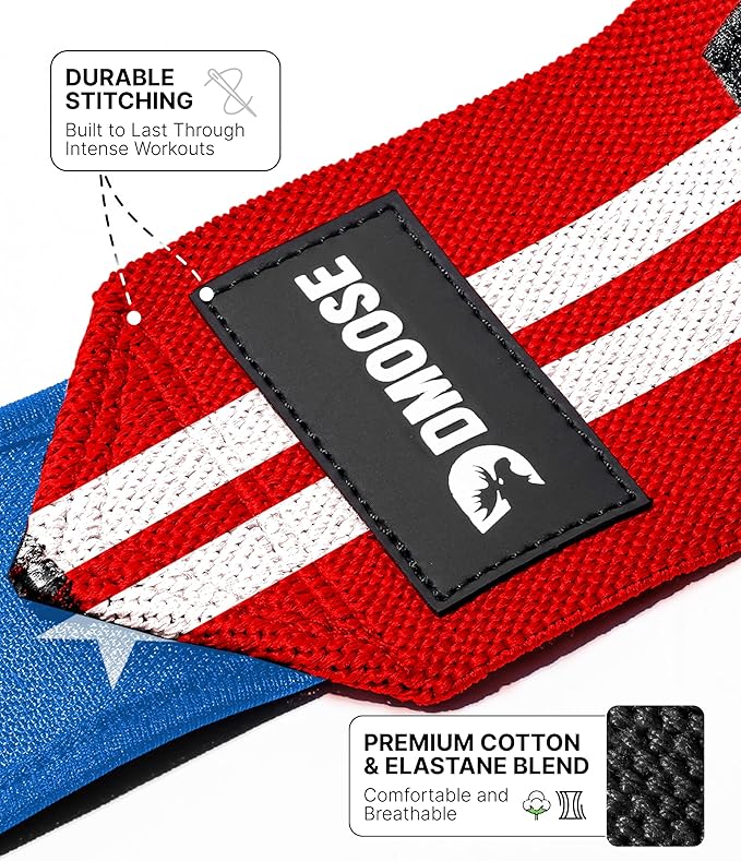 DMoose Fitness Wrist Wraps for Weightlifting - IPL Approved Premium Lifting Straps with Thumb Loops for Powerlifting, Bodybuilding & Weight Lifting, Compression Gym Wrist Support for Working Out