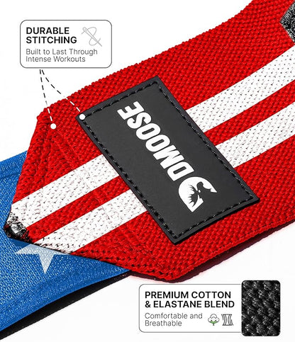 DMoose Fitness Wrist Wraps for Weightlifting - IPL Approved Premium Lifting Straps with Thumb Loops for Powerlifting, Bodybuilding & Weight Lifting, Compression Gym Wrist Support for Working Out
