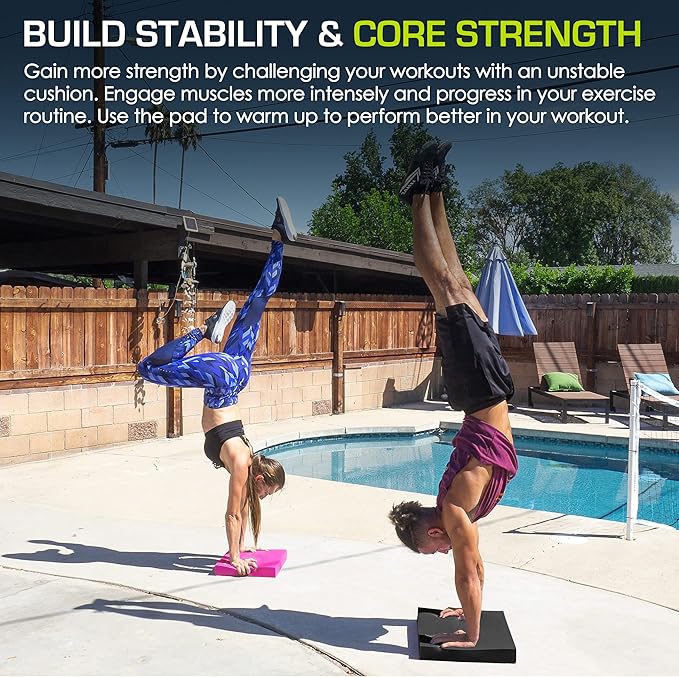 ProsourceFit Exercise Balance Pad – Large Cushioned Non-Slip Foam Mat & Knee Pad for Fitness, Stability Training, Physical Therapy, Yoga 15"x19"