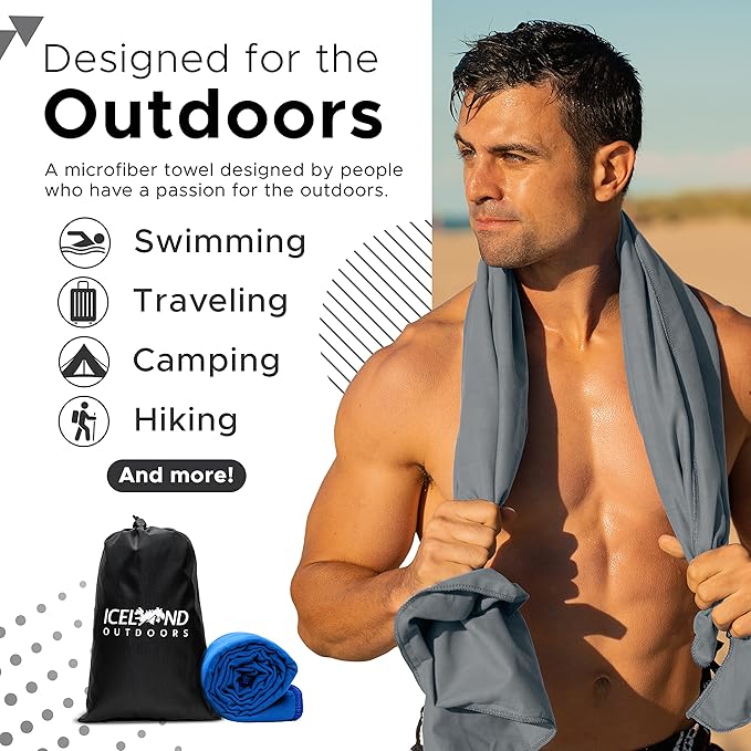 Travel Towel Fast Drying Lightweight - Microfiber Quick 2 Pack