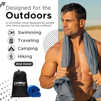 Travel Towel Fast Drying Lightweight - Microfiber Quick 2 Pack
