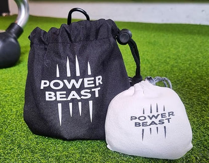 POWER BEAST Refillable Chalk Ball + Bag, Boulder Chalk, Sport Chalk, Gymnastics, Rock Climbing, Bouldering, Weightlifting, Climbing, Pole Dance, Bodybuilding, Tennis, Padel, Cross Training, Gym.