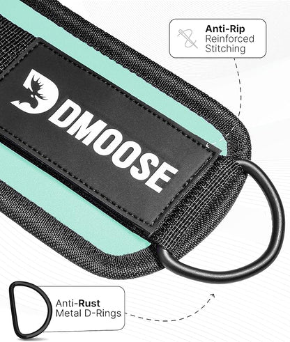 DMoose Fitness Ankle Straps for Cable Machines - One Size Fit with Premium Padding, Glute Kickback Ankle Strap for Women & Men, Cable Attachments for Gym, Booty Workouts, Leg Extension & Hip Abductors