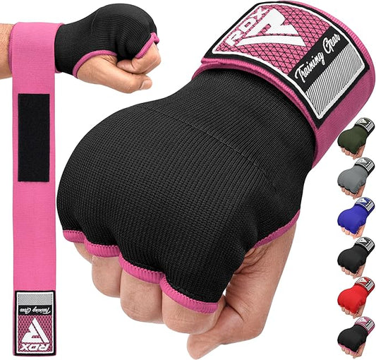 RDX Gel Boxing Hand Wraps Inner Gloves Men Women, Quick 100cm Long Wrist Straps, Elasticated Padded Fist Under Mitts Protection, Muay Thai MMA Kickboxing Martial Arts Punching Training Bandages