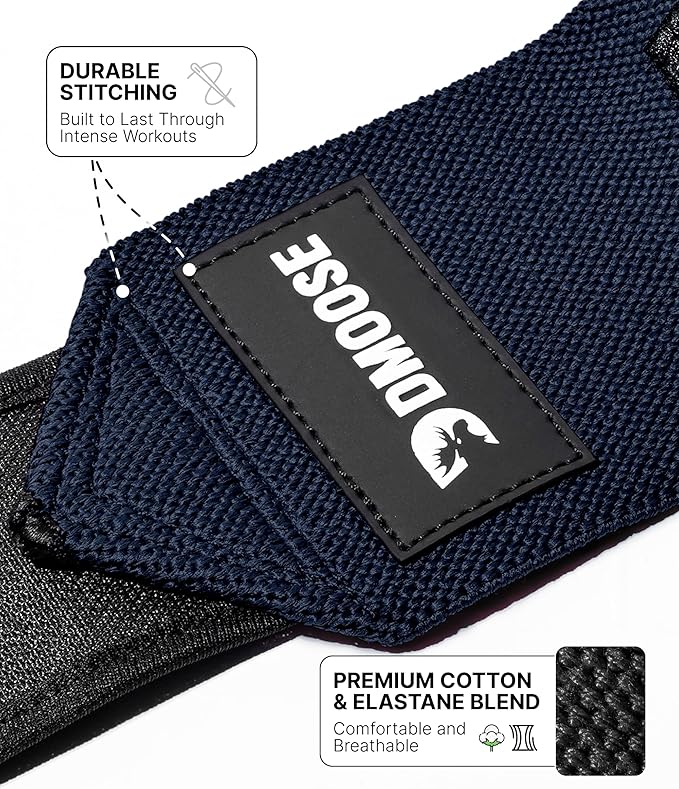 DMoose Fitness Wrist Wraps for Weightlifting - IPL Approved Premium Lifting Straps with Thumb Loops for Powerlifting, Bodybuilding & Weight Lifting, Compression Gym Wrist Support for Working Out
