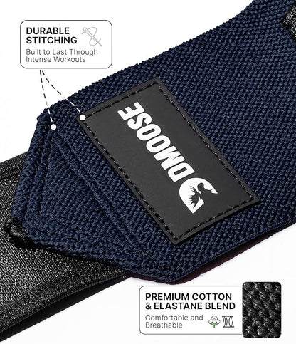 DMoose Fitness Wrist Wraps for Weightlifting - IPL Approved Premium Lifting Straps with Thumb Loops for Powerlifting, Bodybuilding & Weight Lifting, Compression Gym Wrist Support for Working Out