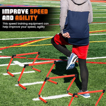 8 Pcs Adjustable Speed Training Hurdles 6" 9" 12" Speed