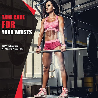 ihuan Wrist Straps for Weight Lifting - Lifting Straps for Weightlifting | Gym Wrist Wraps with Extra Hand Grips Support for Strength Training | Bodybuilding | Deadlifting