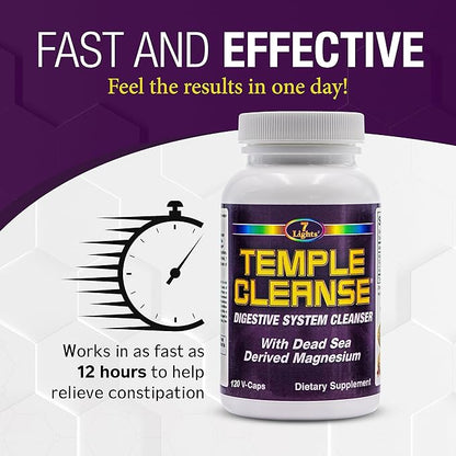 Temple Cleanse|3-Pack Special, Magnesium, Oxygen-Based Colon Cleanse Detox, Relieves Occasional Constipation with No Gas or Bloating, Body Detox and Cleanse for Women & Men