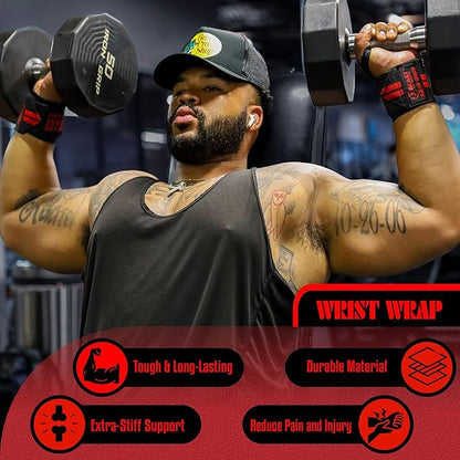 Wrist Wraps for Weightlifting 18” Premium Quality Wrist Support for Bodybuilding Heavy Duty Thumb Loop Powerlifting, Strength Training for Men and Women
