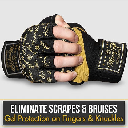 Quick Gel Boxing Wraps Under Boxing Gloves - Kickboxing MMA Muay Thai - Fist, Knuckle, Wrist Wrap Protection Inner Glove Hand Wraps - Men Women Kids