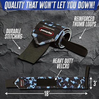 Rip Toned 18” Wrist Wraps - Wrist Straps for Weightlifting - Lift Better, Protect Wrist Pain - Adjustable, Durable, Machine Washable - Wrist Wraps for Weightlifting - USPA Endorsed for Men & Women