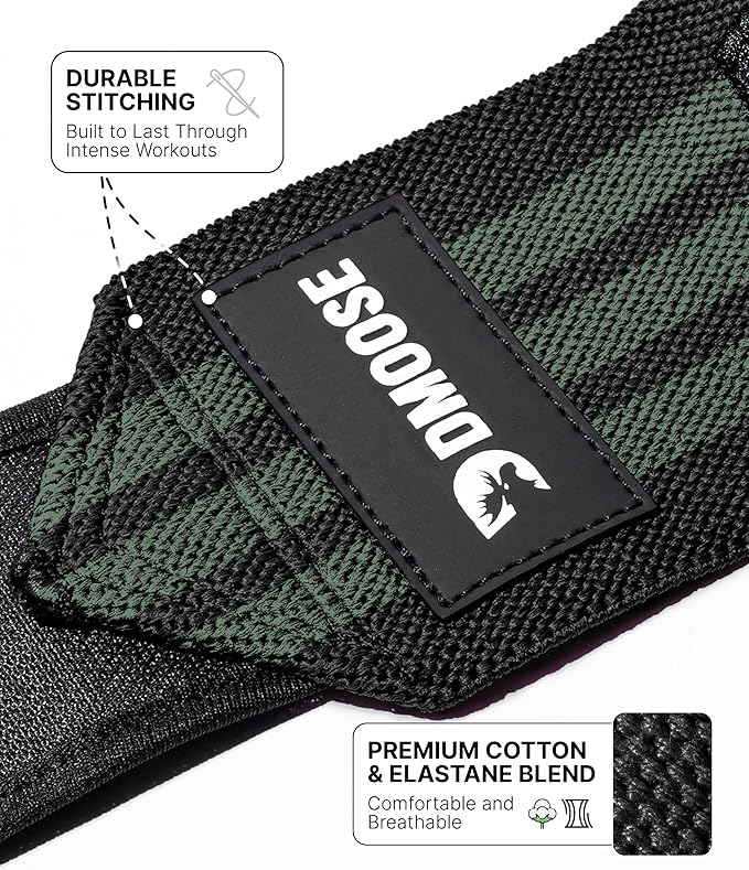 DMoose Fitness Wrist Wraps for Weightlifting - IPL Approved Premium Lifting Straps with Thumb Loops for Powerlifting, Bodybuilding & Weight Lifting, Compression Gym Wrist Support for Working Out