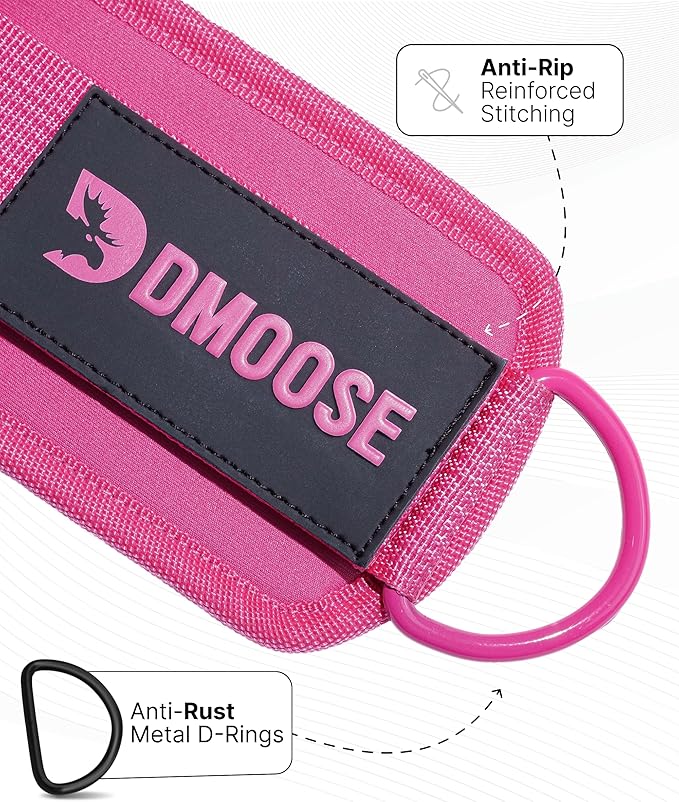 DMoose Fitness Ankle Straps for Cable Machines - One Size Fit with Premium Padding, Glute Kickback Ankle Strap for Women & Men, Cable Attachments for Gym, Booty Workouts, Leg Extension & Hip Abductors