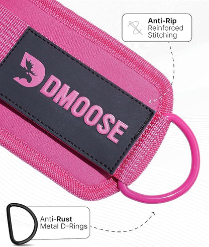 DMoose Fitness Ankle Straps for Cable Machines - One Size Fit with Premium Padding, Glute Kickback Ankle Strap for Women & Men, Cable Attachments for Gym, Booty Workouts, Leg Extension & Hip Abductors