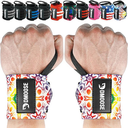 DMoose Fitness Wrist Wraps for Weightlifting - IPL Approved Premium Lifting Straps with Thumb Loops for Powerlifting, Bodybuilding & Weight Lifting, Compression Gym Wrist Support for Working Out