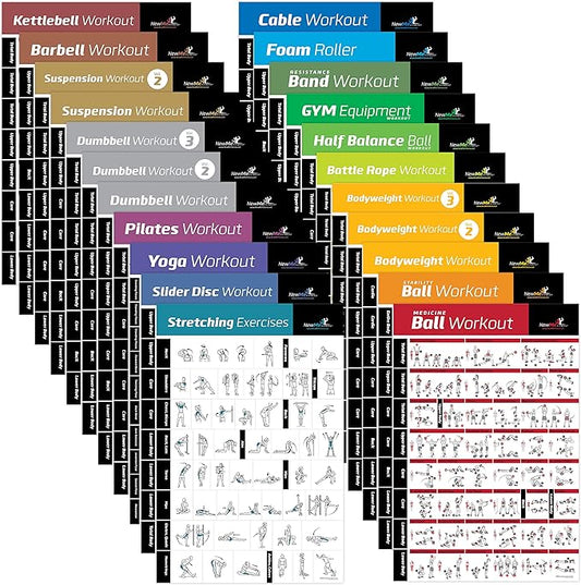 NewMe Fitness Workout Posters for Home Gym -