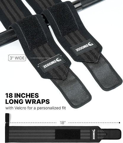 DMoose Fitness Wrist Wraps for Weightlifting - IPL Approved Premium Lifting Straps with Thumb Loops for Powerlifting, Bodybuilding & Weight Lifting, Compression Gym Wrist Support for Working Out