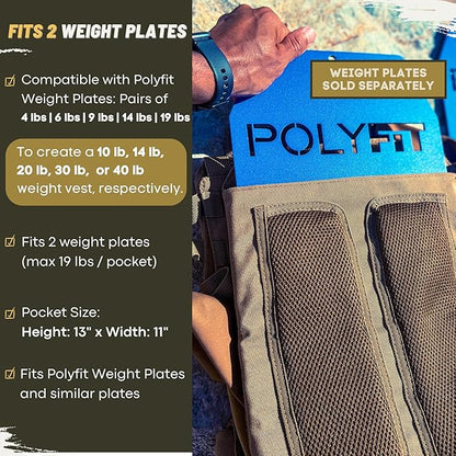POLYFIT (Fortify) Weighted Vest for Strength and Endurance Training, Rucking, Fitness Workouts, Running, WODs