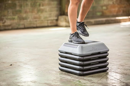 The Step Adjustable High Step Aerobic Platform 4 Risers,