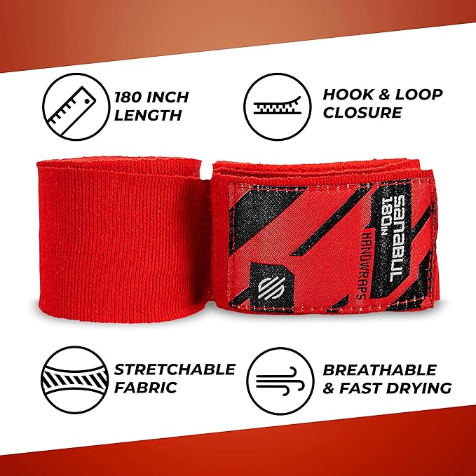 Sanabul Elastic 180 inch Boxing Hand Wraps for Boxing Gloves Muay Thai Kickboxing MMA Wraps for Men & Women