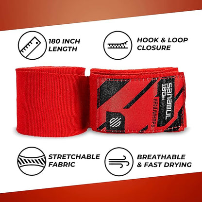 Sanabul Elastic 180 inch Boxing Hand Wraps for Boxing Gloves Muay Thai Kickboxing MMA Wraps for Men & Women