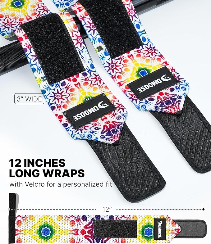 DMoose Fitness Wrist Wraps for Weightlifting - IPL Approved Premium Lifting Straps with Thumb Loops for Powerlifting, Bodybuilding & Weight Lifting, Compression Gym Wrist Support for Working Out