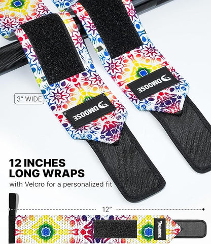 DMoose Fitness Wrist Wraps for Weightlifting - IPL Approved Premium Lifting Straps with Thumb Loops for Powerlifting, Bodybuilding & Weight Lifting, Compression Gym Wrist Support for Working Out