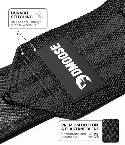 DMoose Fitness Wrist Wraps for Weightlifting - IPL Approved Premium Lifting Straps with Thumb Loops for Powerlifting, Bodybuilding & Weight Lifting, Compression Gym Wrist Support for Working Out