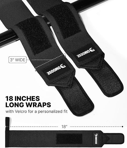 DMoose Fitness Wrist Wraps for Weightlifting - IPL Approved Premium Lifting Straps with Thumb Loops for Powerlifting, Bodybuilding & Weight Lifting, Compression Gym Wrist Support for Working Out