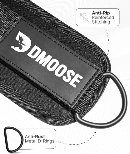 DMoose Fitness Ankle Straps for Cable Machines - One Size Fit with Premium Padding, Glute Kickback Ankle Strap for Women & Men, Cable Attachments for Gym, Booty Workouts, Leg Extension & Hip Abductors