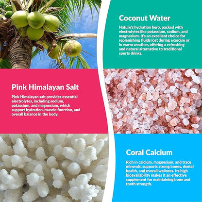 Hydrating Electrolyte Drink Mix - Strawberry Kiwi, 30 Servings - Hydration Powder w/Coconut Water - Non-GMO, No Added Sugar, 5 Key Electrolytes + Vitamins, Natural Trace Minerals