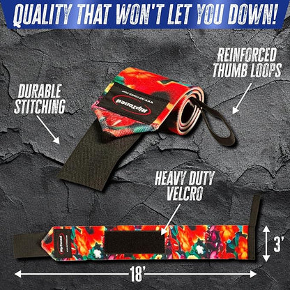 Rip Toned 18” Wrist Wraps - Wrist Straps for Weightlifting - Lift Better, Protect Wrist Pain - Adjustable, Durable, Machine Washable - Wrist Wraps for Weightlifting - USPA Endorsed for Men & Women
