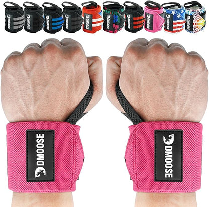 DMoose Fitness Wrist Wraps for Weightlifting - IPL Approved Premium Lifting Straps with Thumb Loops for Powerlifting, Bodybuilding & Weight Lifting, Compression Gym Wrist Support for Working Out