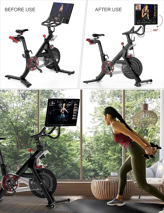 COOLWUFAN Peloton Screen Swivel Mount, 360° Upgraded Screen Rotate Monitor Adjuster for Peloton Bikes (Not Compatible with Peloton Bike+)