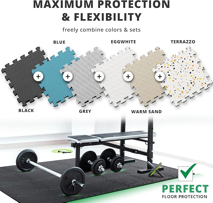 Gym Flooring Set - Interlocking EVA Soft Foam 18 Pieces